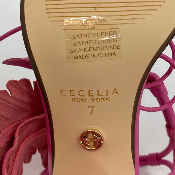 Cecelia Pink Hibiscus Heels | Size 7 Open Toe Block Heel - Picture 9 of 9